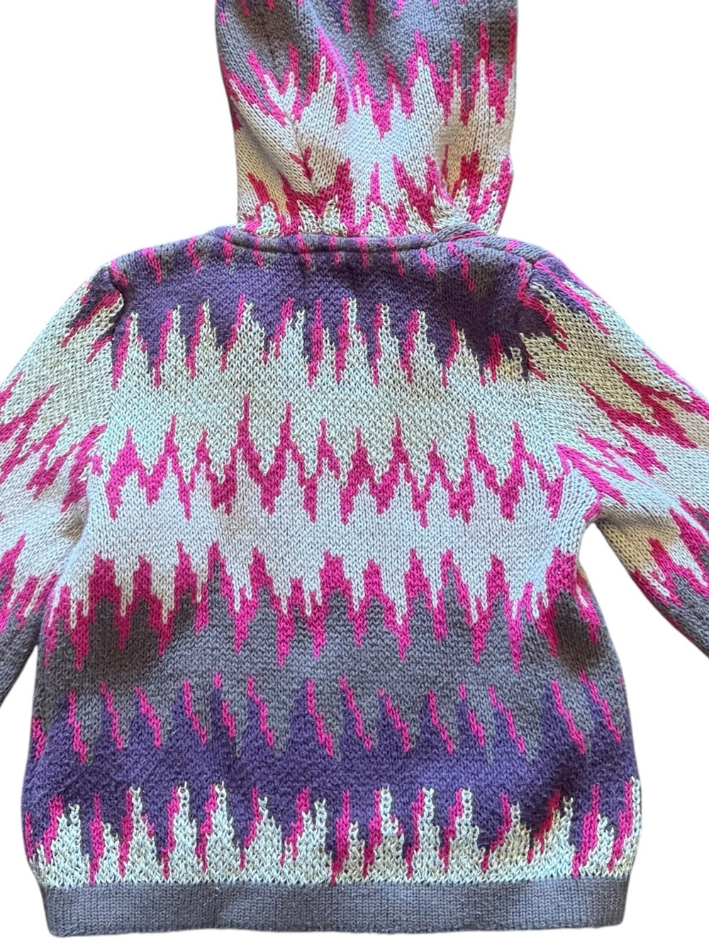 Kids Hooded Knit Sweater in Gray, Purple & Pink - Peek, 18-24M - Picture 2 of 5